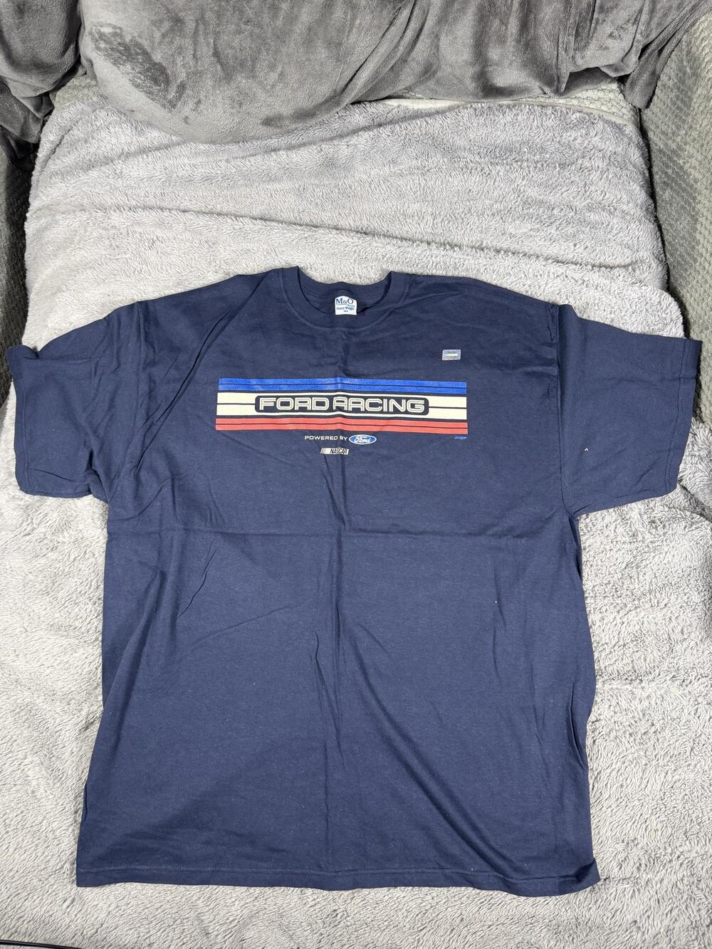 M&O Knits Shirt Mens 2XL Blue Ford Racing Heavyweight Graphic Short Sleeve Tee